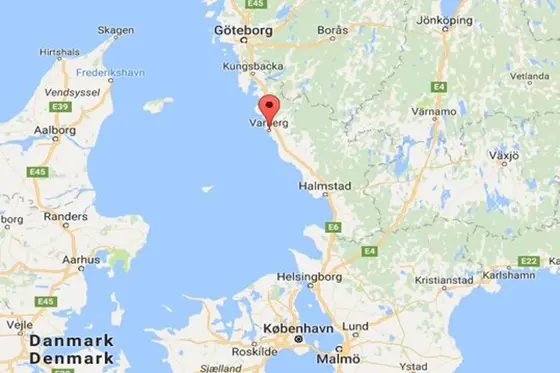 Map showing Varberg, Sweden